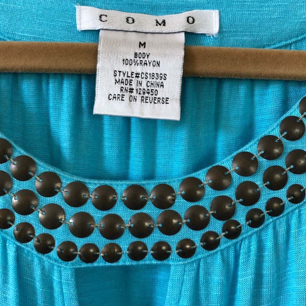 Como Turquoise Studded Top - Picture 3 of 8